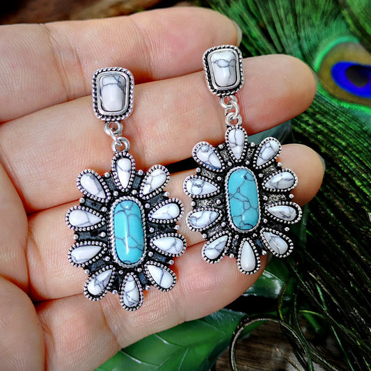 Bohemian Art Turquoise Dangle Earrings