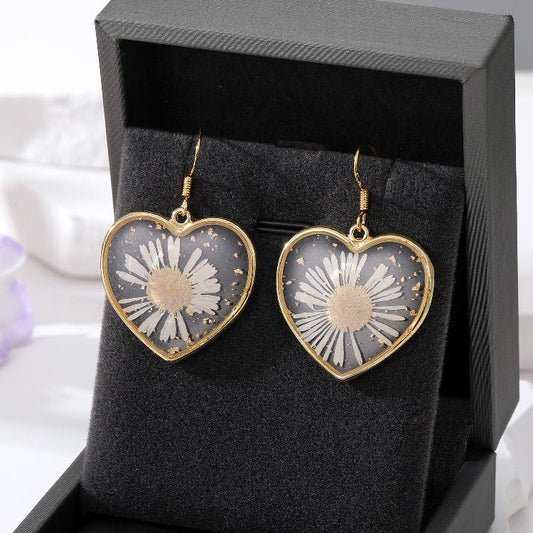 Real Daisy Resin Earrings Necklace & Keychain