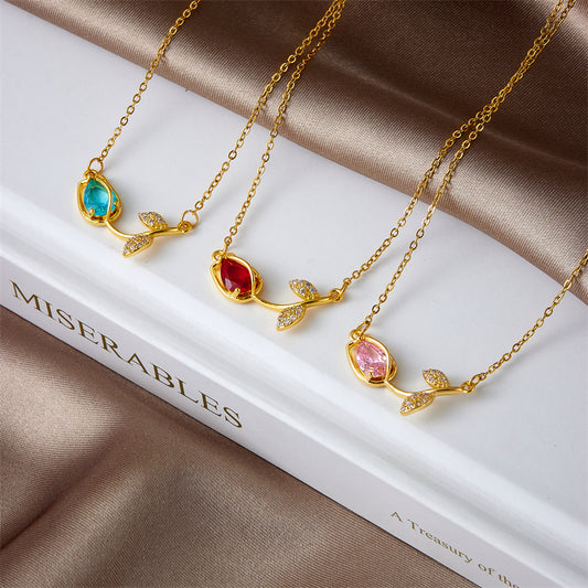 Dainty Crystal Tulip Necklace