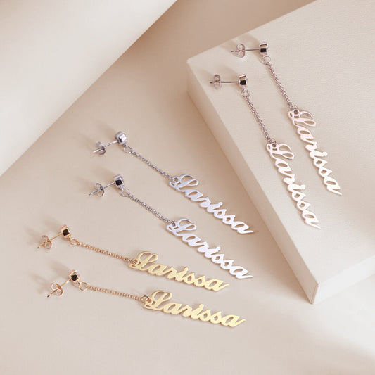 Personalized Name Birthstone Earrings