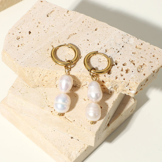 Dainty Freshwater Pearl Dangle Earrings