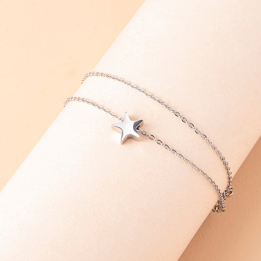 Silvery Star Chain Anklet