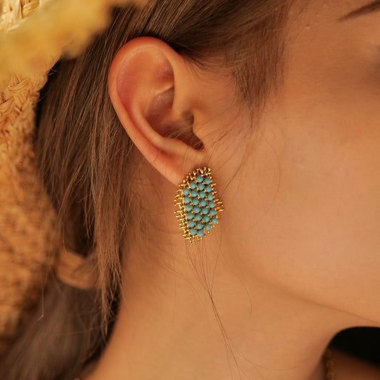 Rustic Turquoise Golden Ear Studs