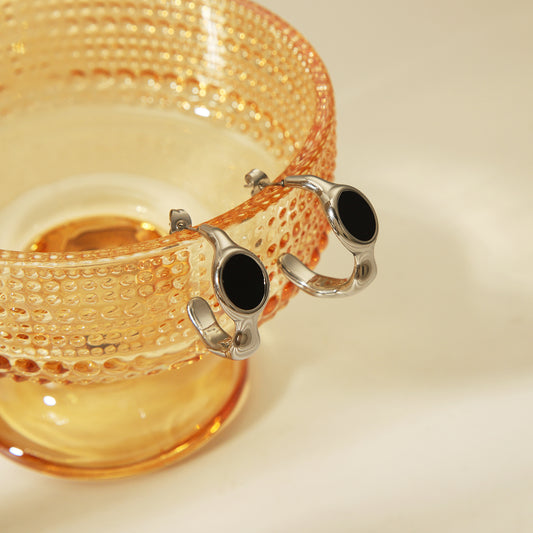 Abstract Stone Hoop Earrings