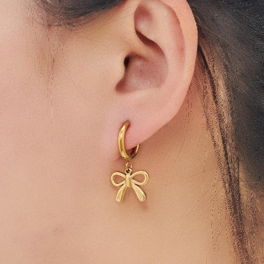 Coquette Bow Charm Hoop Earrings