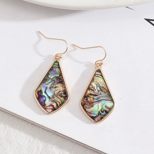 Diamond Abalone Shell Hook Earrings