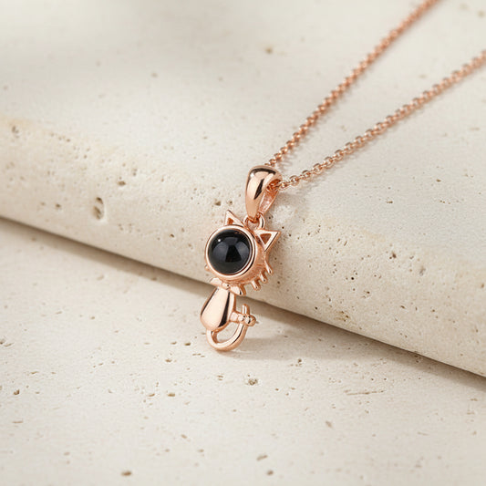 Custom Cat Photo Projection Necklace