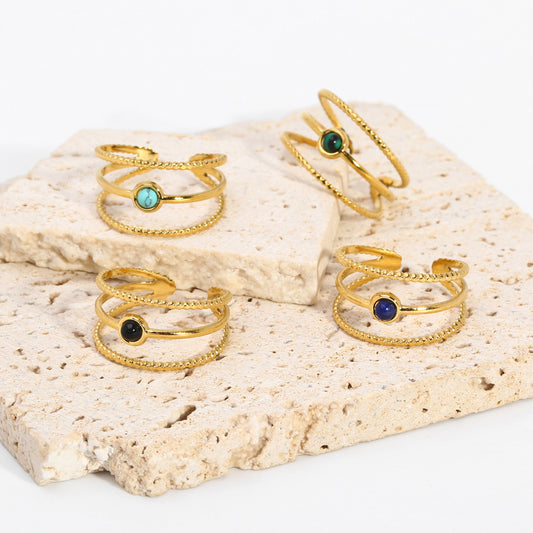 Minimalist Roman Gemstone Open Rings