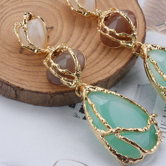 Resin Earthy Gem Dangle Earrings