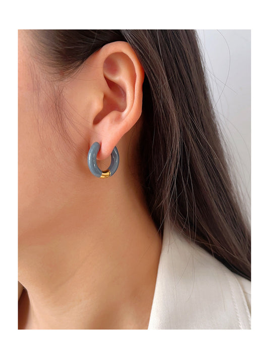 Simple Enamel Hoop Earrings
