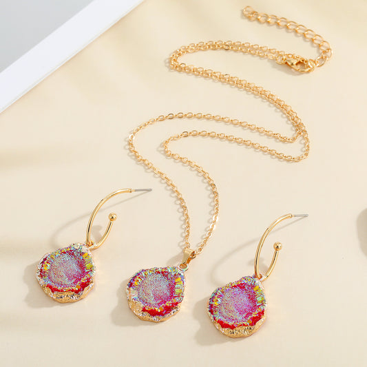 Resin Gem Necklace & Earrings