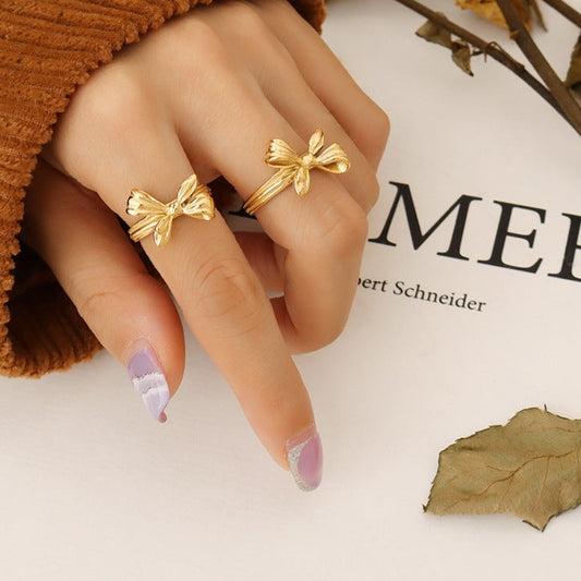 Gold Coquette Bow Open Ring