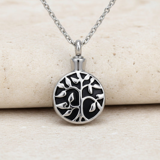Engraved Tree of Life Urn Necklace