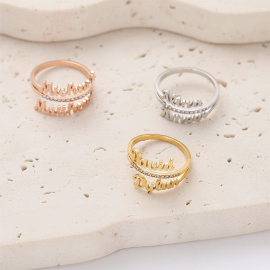 Minimalist Custom 1-6 Names Ring