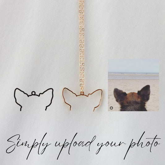 Custom Dog Ears Outline Necklace