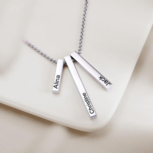 Engraved Vertical Bar Necklace