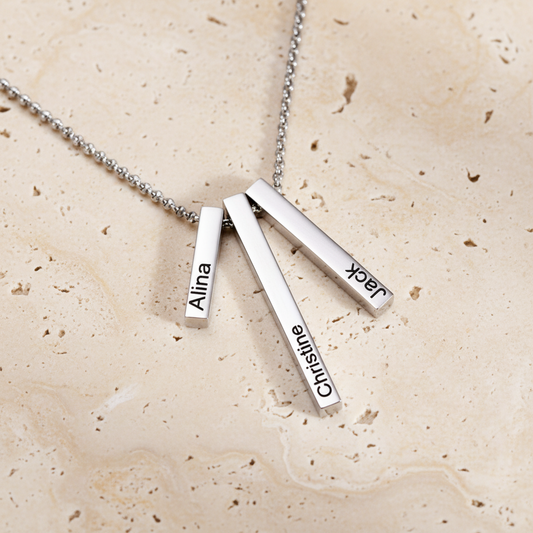 Engraved Vertical Bar Necklace