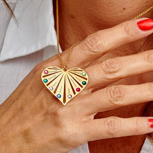 Combined Heart Birthstone Necklace 925 Sterling Silver