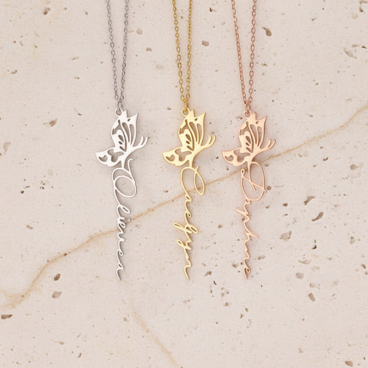 Personalized Butterfly Name Necklace