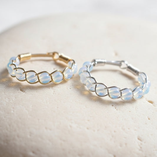 Dainty Beaded Healing Crystal Ring