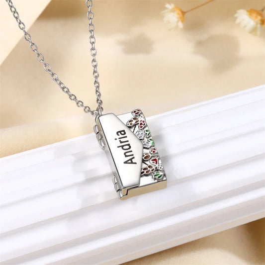 Custom Engraved Name Mail Locket Necklace
