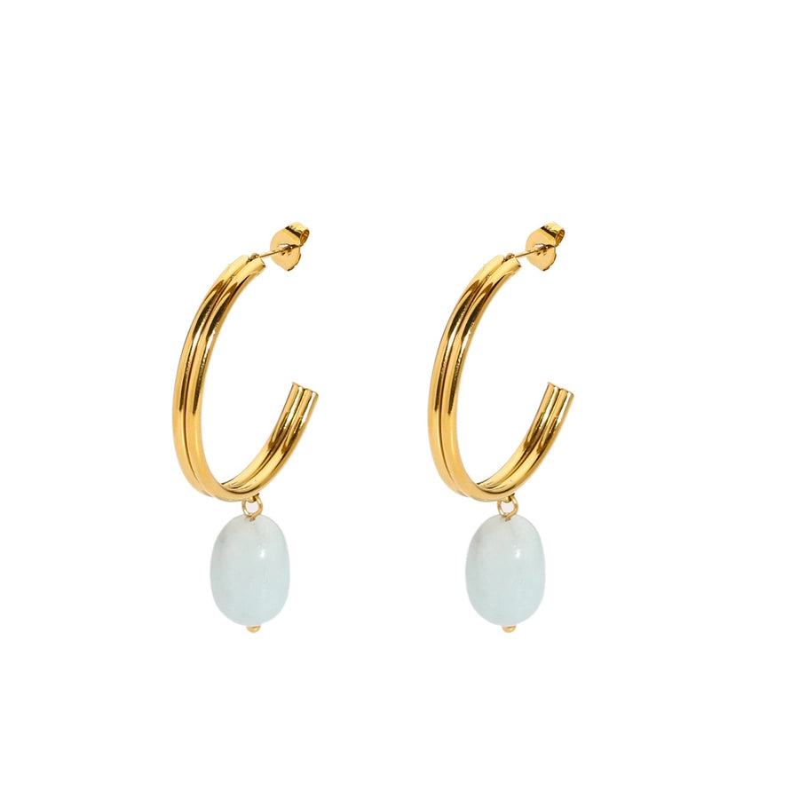 Dainty Amazonite Golden Hoop Earrings