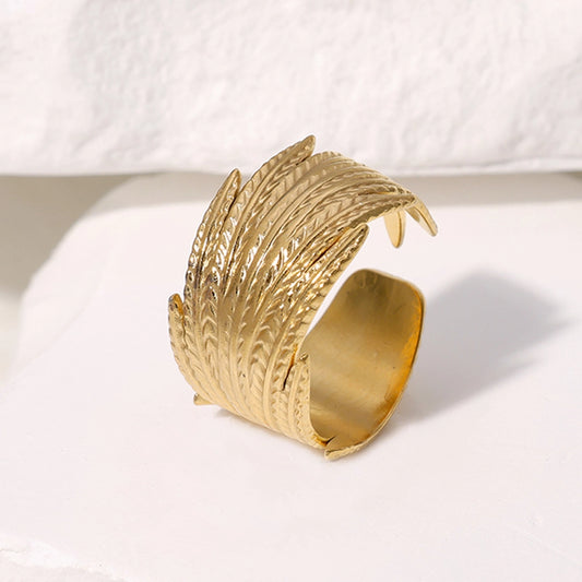 Dainty Feather Band Open Rings