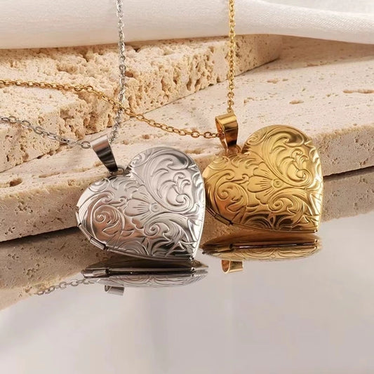 Tooled Heart Locket Necklace