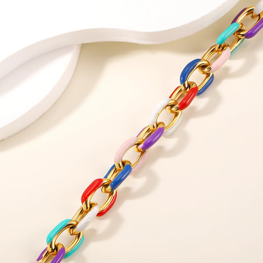 Pastel Enamel Chain Bracelet