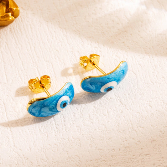 Retro Boho Evil Eye Enamel Stud Earrings