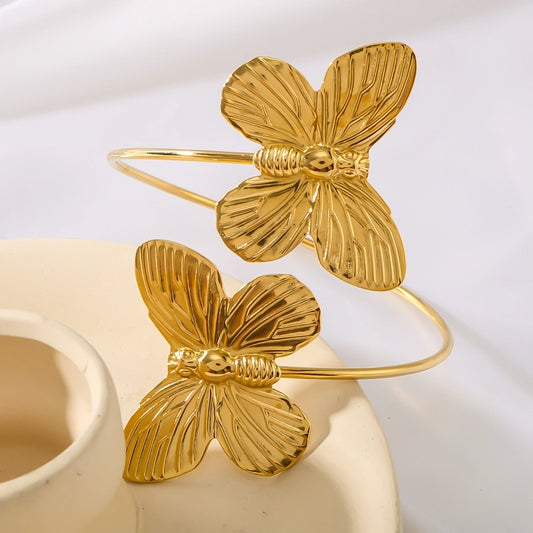 Butterfly Flight Golden Bangle Bracelet