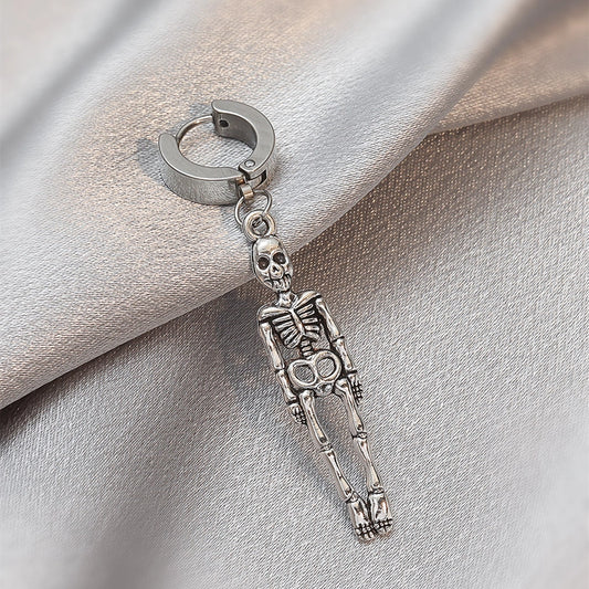 Handing Skeleton Charm Hoop Earrings