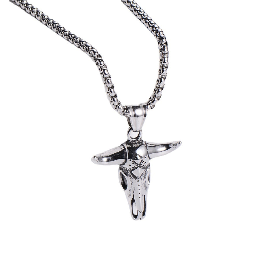 Cow Skull Western Pendant Necklace