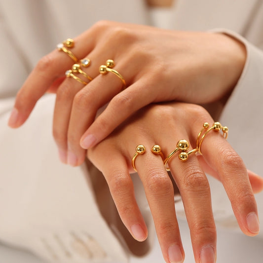 French Ball Stackable Open Rings