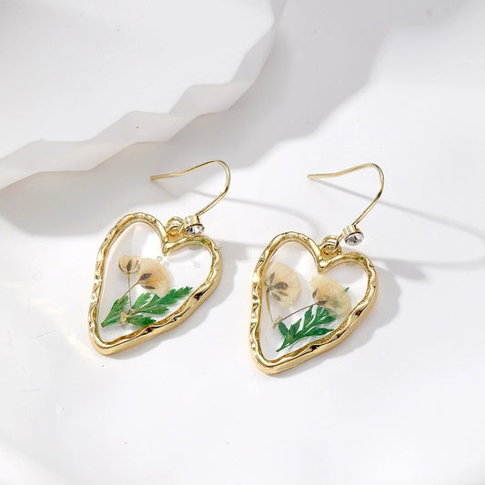 Diane Floral Resin Heart Dangle Earrings