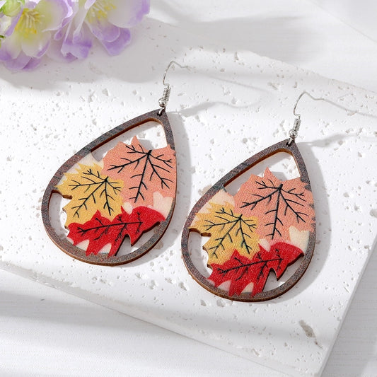 Nature Inspired Wooden Hook Earrings