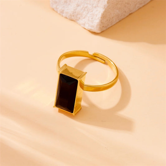 Vintage Black Crystal Signet Ring