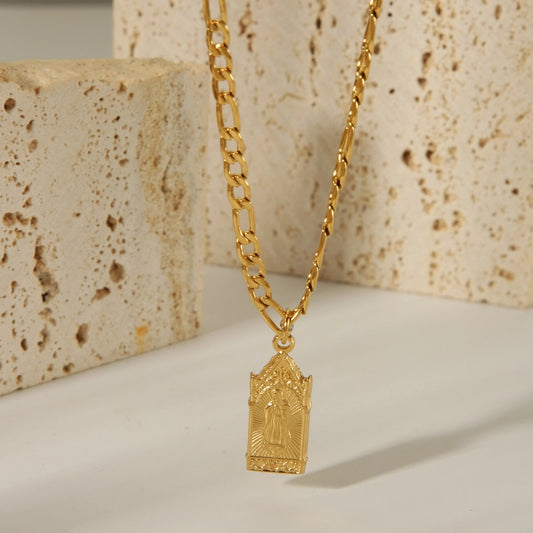 Mary Prayer Gold Pendant Necklace