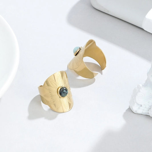 Boho Gemstone Statement Open Ring