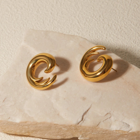 Abstract Sea Wave Stud Earrings