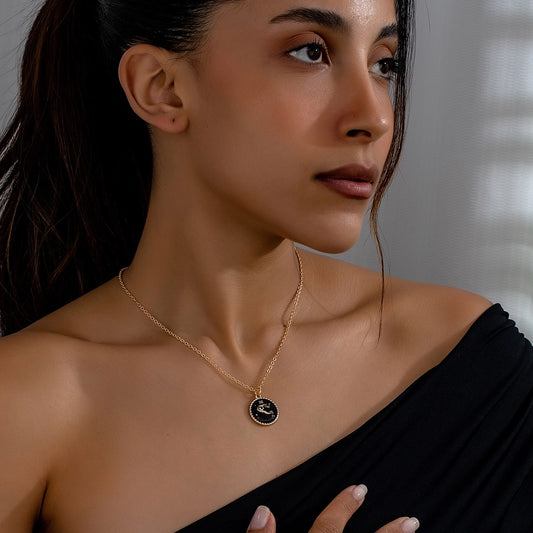 Enamel Coin Zodiac Pendant Necklace