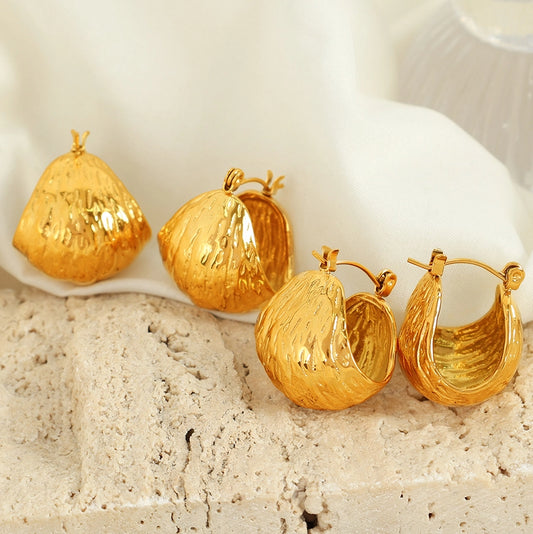 Woven Basket Gold Hoop Earrings