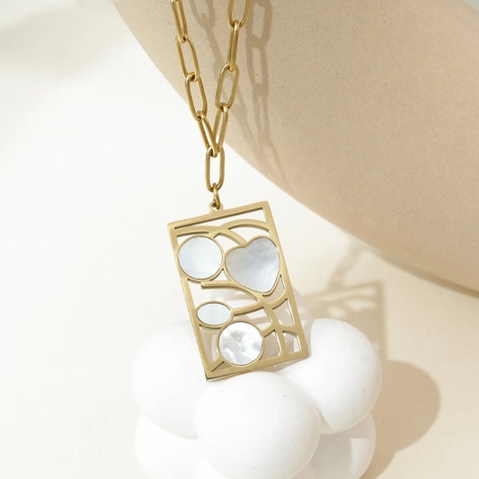 Abstract Art Shell Pendant Necklace