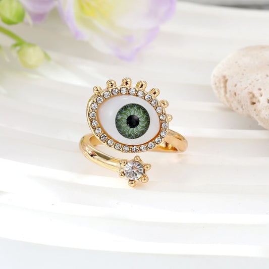 Evil Eye Resin Open Ring