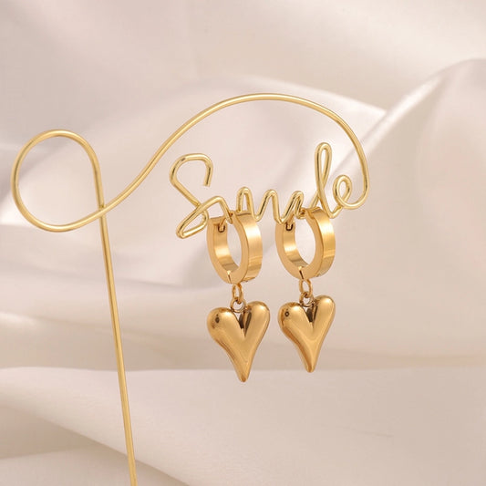 Kara Glam Heart Charm Hoops