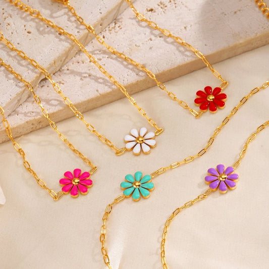 Enamel Daisy Chain Bracelet