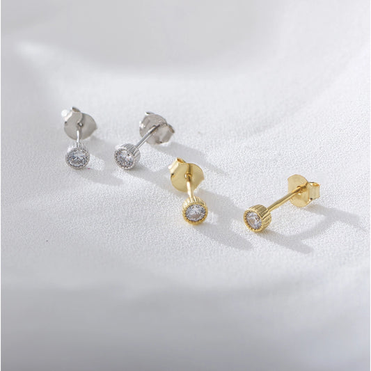 Minimalist Crystal 925 Silver Studs
