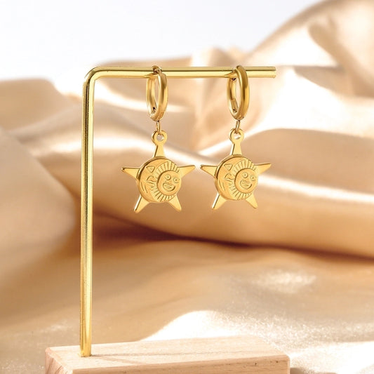 Vintage Celestial Star Drop Earrings