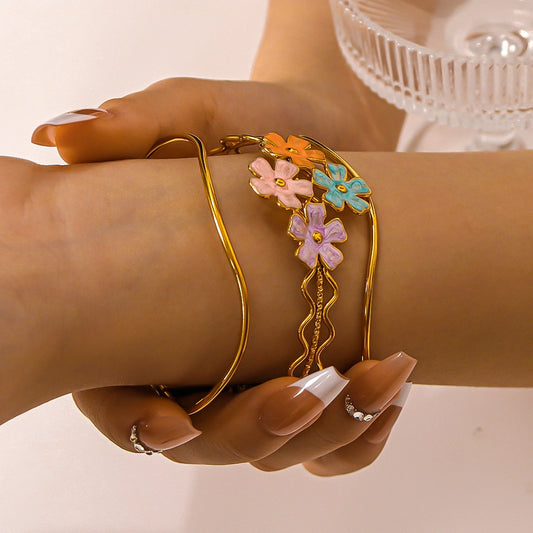 Vintage Flower Art Cuff Bracelet