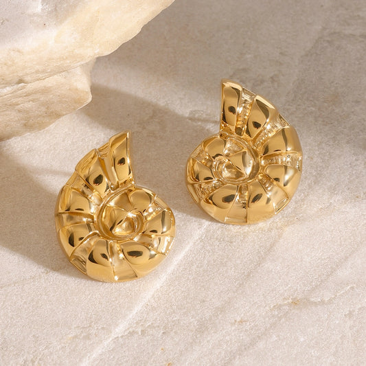 Crab Shell Golden Stud Earrings
